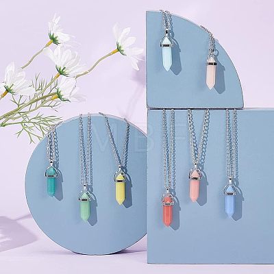 16Pcs 8 Colors Synthetic Luminous Stone Pendants FIND-CA0005-30-1