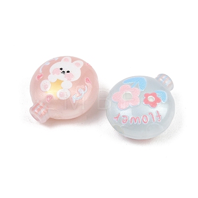 Printed Opaque Acrylic Beads OACR-D041-01B-1