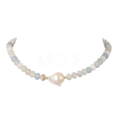 Natural Banded Agate Bead Necklaces NJEW-JN06631-1