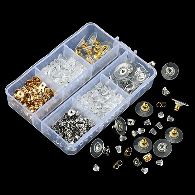328Pcs 5 Style Brass & Plastic & 304 Stainless Steel Ear Nuts FIND-FS0001-86-1