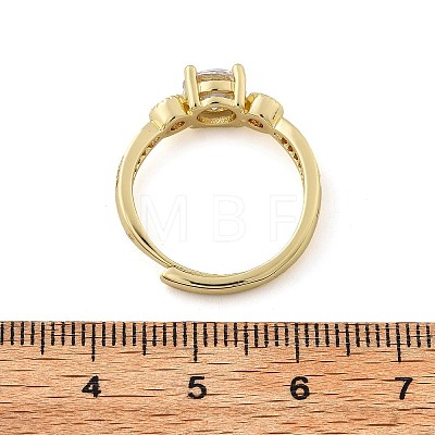 Brass Micro Pave Clear Cubic Zirconia Finger Rings for Women RJEW-U049-02G-1