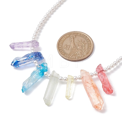 Dyed Natural Crackle Quartz Crystal Bullet Bib Necklaces NJEW-JN04619-1