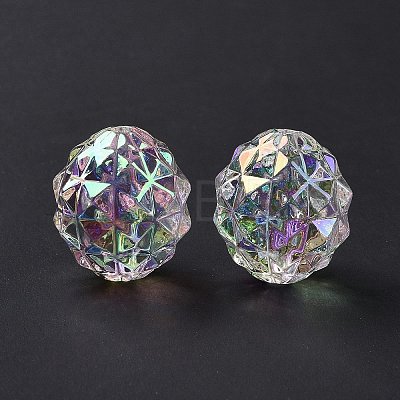 Transparent UV Plating Rainbow Iridescent Acrylic Beads OACR-C013-11-1