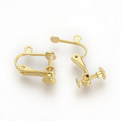 Brass Screw Clip-on Earring Findings X-KK-R071-04G-1