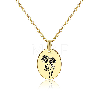 Brass Birth Month Flower Pendant Necklace HUDU-PW0001-034F-1-1