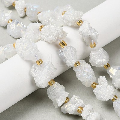 Electroplated Natural Druzy Agate Beads Strands G-G289-02B-1