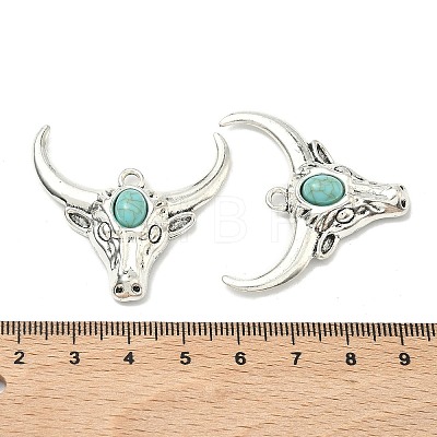 Bohemian Synthetic Turquoise Cattle Pendants FIND-Z112-01AS-05-1