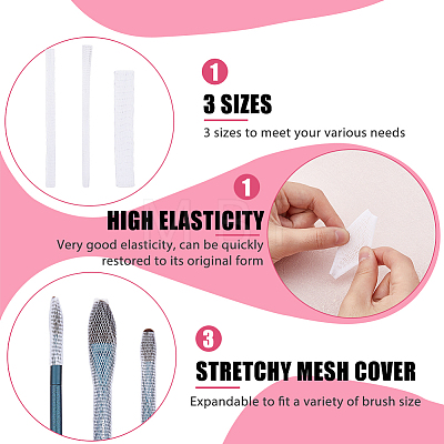 90Pcs 3 Style PE Makeup Brush Protector Reusable Expandable Mesh Cover AJEW-FH0003-18A-1