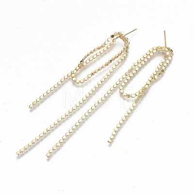Brass Chain Tassel Earrings KK-T062-40G-NF-1