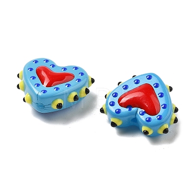 Baking Paint Glass Bumpy Beads Heart LAMP-V001-07B-1