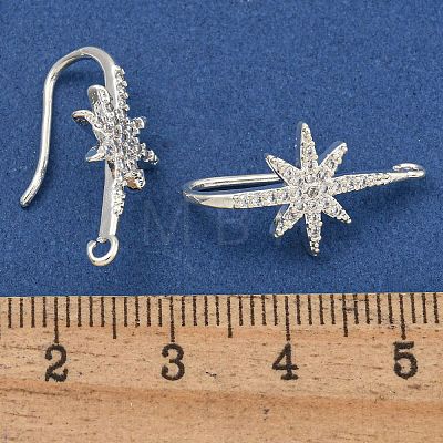 Rack Plating Brass Pave Cubic Zirconia Earring Hooks KK-O143-21S-1