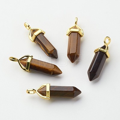 Natural Tiger Eye Pointed Pendants X-G-G902-A06-1