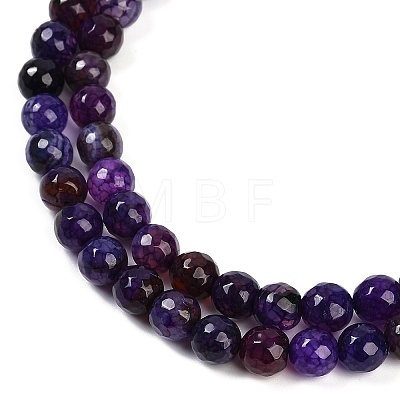 Faceted Natural Crackle Agate Beads Strands G-F447-8mm-G01-01-1