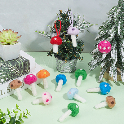 18Pcs 9 Colors Mushroom Handmade Wool Felt Ornament Accessories DIY-PH0036-27-1