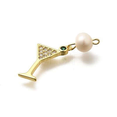 Brass Micro Pave Cubic Zirconia Pendants KK-Z093-23G-02-1