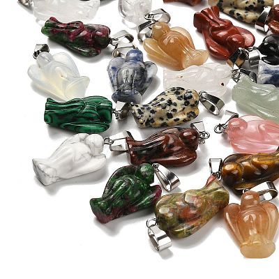 Natural & Synthetic Mixed Gemstone Pendants G-B127-10P-1