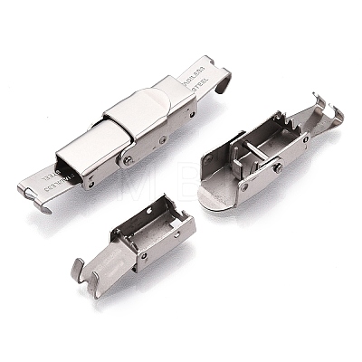 Tarnish Resistant Smooth Surface 201 Stainless Steel Watch Band Clasps X-STAS-R063-65-1