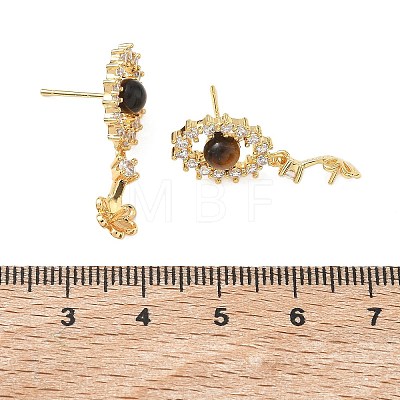 Brass Pave Cubic Zirconia Stud Earring Findings KK-C172-13G-1