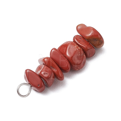 3Pcs Natural Red Aventurine & Red Jasper & Tiger Eye Chip Beaded Constellation Pendants PALLOY-JF03043-05-1