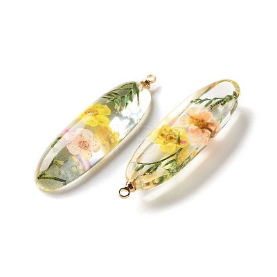 Inner Dried Flower Transparent Resin Pendants RESI-A043-01B-1