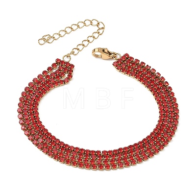 304 Stainless Steel Rhinestone Cup Chain Multi-strand Bracelets for Women BJEW-P376-01G-02A-1