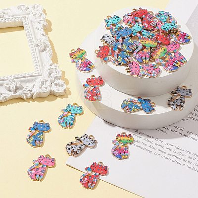 30Pcs 6 Styles Printed Alloy Pendants PALLOY-CJ0002-51-1