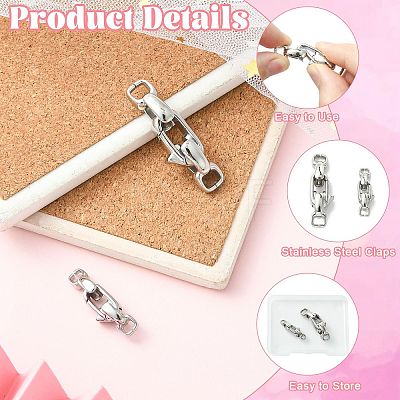 2Pcs 2 Styles Stainless Steel Lobster Claw Clasps STAS-CJ0003-62-1