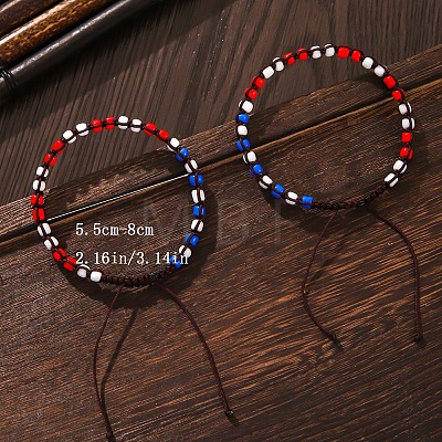 Adjustable Glass Seed Braided Bead Bracelets PW-WG3908F-01-1