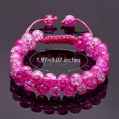 Sparkling Round Glass Braided Bead Bracelet BJEW-SW00082-05-1