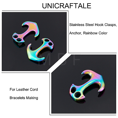 Unicraftale 10Pcs Ion Plating(IP) 304 Stainless Steel Hook Clasps STAS-UN0040-70-1
