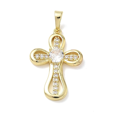 Easter Religion Brass Micro Pave Clear Cubic Zirconia Pendants KK-T085-18E-G-1