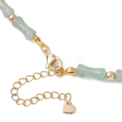 Natural Green Aventurine & Synthetic Non-magnetic Hematite Bamboo Joint Beaded Necklaces NJEW-JN05725-02-1