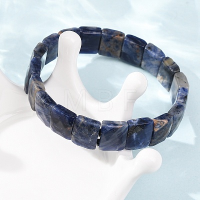 Natural Lapis Lazuli Beaded Stretch Bracelets for Unisex G-K303-02F-1
