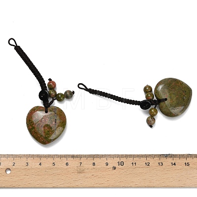Heart Natural Unakite Pendant Decorations G-K353-07A-1