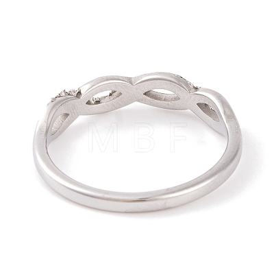 Infinity 304 Stainless Steel with Clear Cubic Zirconia Finger Ring for Women RJEW-C086-02-P-1