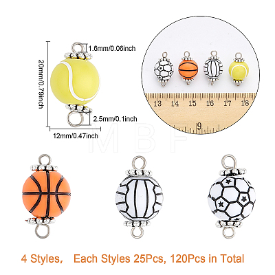100Pcs 4 Styles Acrylic Round Ball Connector Charms FIND-CA0006-45-1