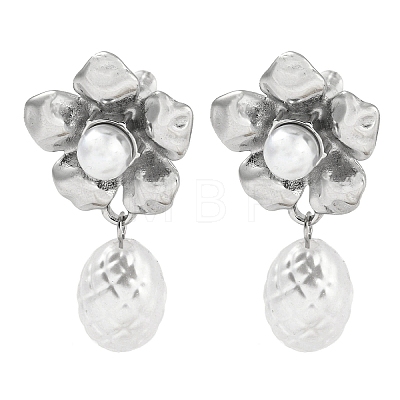 304 Stainless Steel Flower Stud Earrings EJEW-M233-01P-1