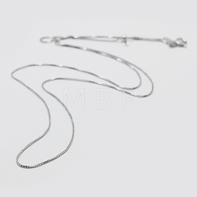 Anti-Tarnish Rhodium Plated 925 Sterling Silver Box Chain Necklaces STER-F039-45cm-13P-1