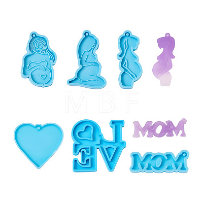 6Pcs 6 Style Mother's Day Theme DIY Pendants Silicone Molds DIY-BG0001-37-1