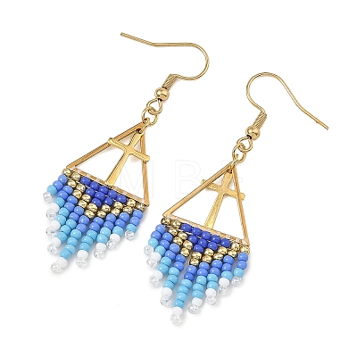 Glass Beads Braided Dangle Earrings EJEW-MZ00786-01-1