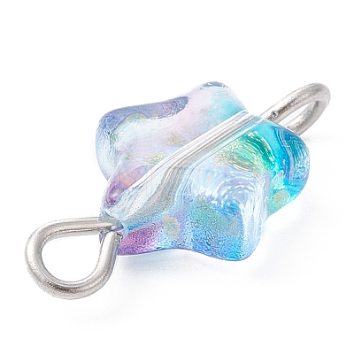 Spray Painted Glass Connector Charms PALLOY-JF02338-01-1