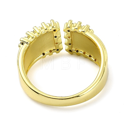 Brass with Cubic Zirconia Open Cuff Ring RJEW-B051-25G-1