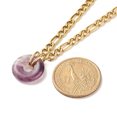 Natural Amethyst Donut Pendant Necklace NJEW-JN03815-02-1