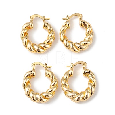 Rack Plating Brass Twist Rope Hoop Earrings for Women EJEW-F305-01G-1