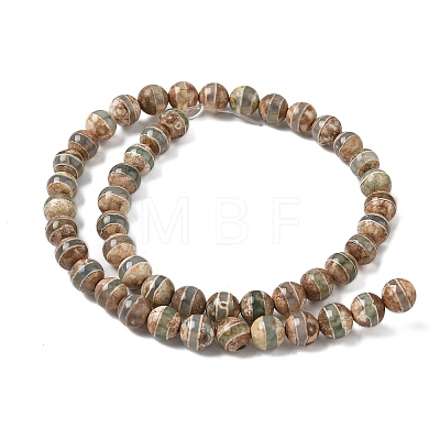 Natural Tibetan Striped Pattern dZi Agate Beads Strands G-F354-13-1