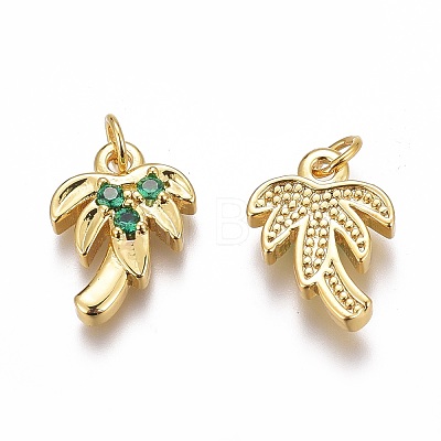 Brass Micro Pave Green Cubic Zirconia Charms ZIRC-O035-14G-1