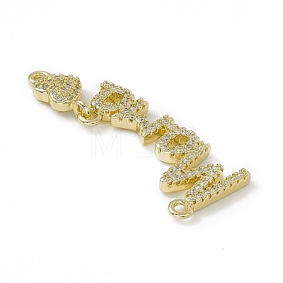 Rack Plating Brass Micro Pave Clear Cubic Zirconia Connector Charms ZIRC-F130-13G-1