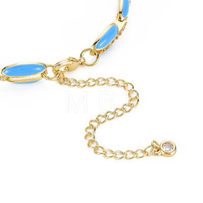 Brass Micro Pave Cubic Zirconia Link Chain Bracelet for Women BJEW-T020-05G-02-1