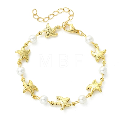 4Pcs 304 Stainless Steel & Shell Pearl Link Chains Bracelets for Women BJEW-JB13815-1