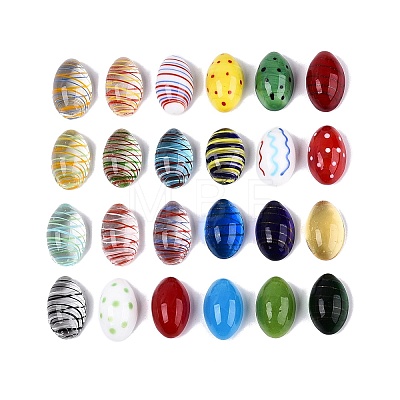 24Pcs Mxied Styles Handmade Lampwork Oval Display Decorations LAMP-N034-30-1